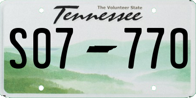 TN license plate S0777O