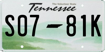 TN license plate S0781K