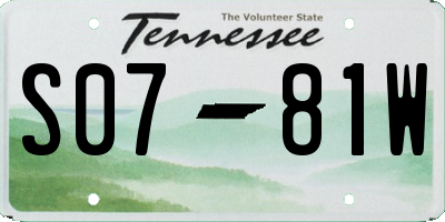 TN license plate S0781W