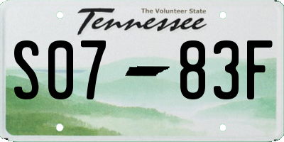 TN license plate S0783F