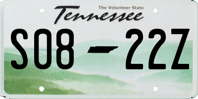 TN license plate S0822Z