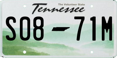 TN license plate S0871M