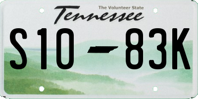 TN license plate S1083K