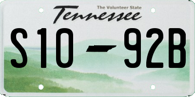 TN license plate S1092B