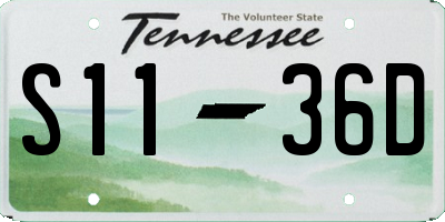 TN license plate S1136D