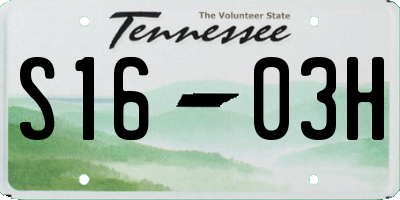 TN license plate S1603H