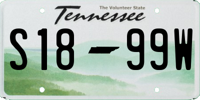 TN license plate S1899W