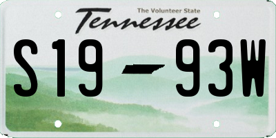 TN license plate S1993W