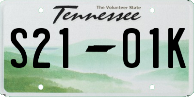 TN license plate S2101K