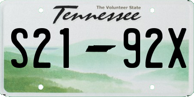 TN license plate S2192X