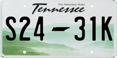 TN license plate S2431K