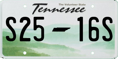 TN license plate S2516S