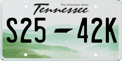TN license plate S2542K