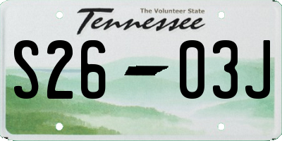 TN license plate S2603J