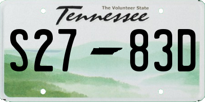 TN license plate S2783D