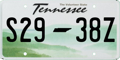 TN license plate S2938Z