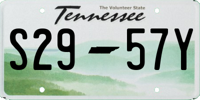 TN license plate S2957Y