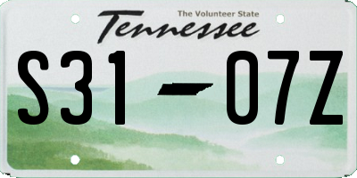 TN license plate S3107Z