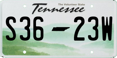 TN license plate S3623W