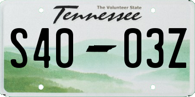 TN license plate S4003Z