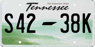 TN license plate S4238K