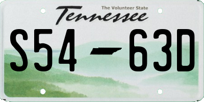 TN license plate S5463D