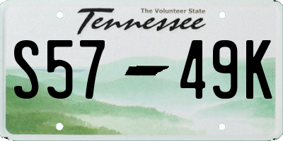 TN license plate S5749K