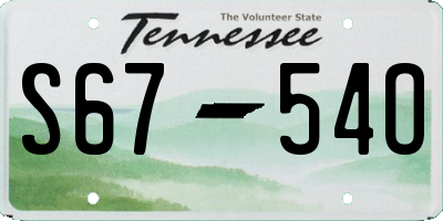 TN license plate S6754O
