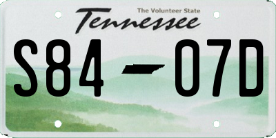 TN license plate S8407D