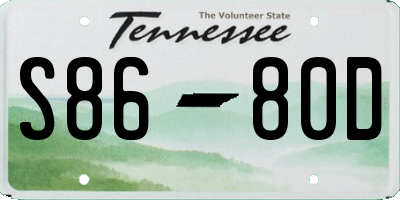 TN license plate S8680D