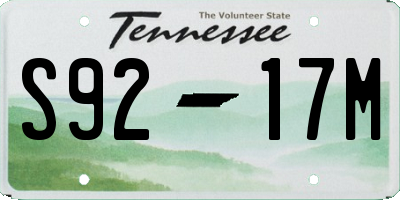 TN license plate S9217M
