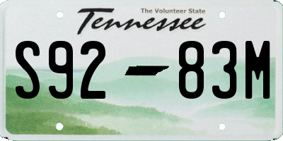 TN license plate S9283M