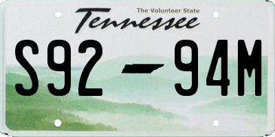 TN license plate S9294M