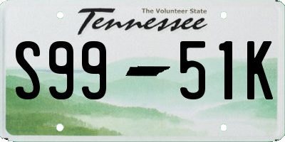 TN license plate S9951K