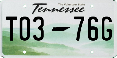 TN license plate T0376G