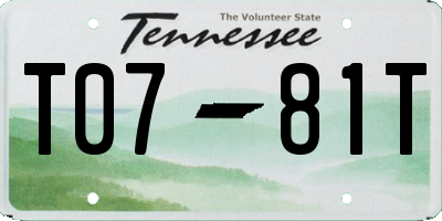 TN license plate T0781T
