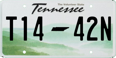 TN license plate T1442N
