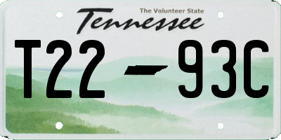TN license plate T2293C
