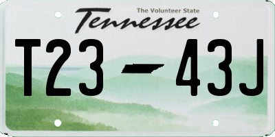 TN license plate T2343J