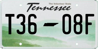 TN license plate T3608F
