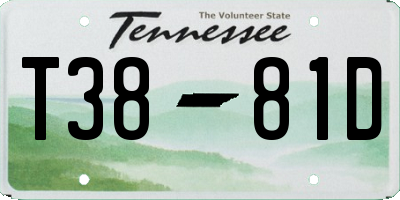 TN license plate T3881D