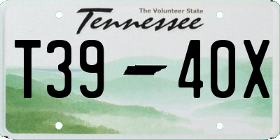 TN license plate T3940X