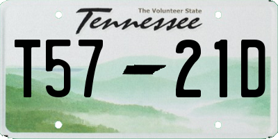 TN license plate T5721D