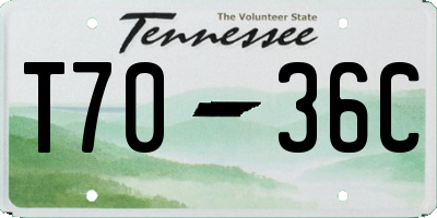 TN license plate T7036C