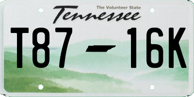TN license plate T8716K