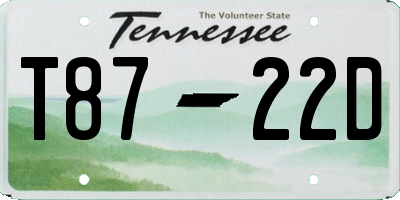 TN license plate T8722D