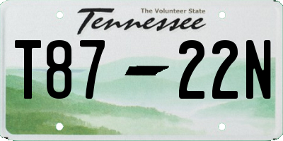 TN license plate T8722N