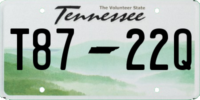 TN license plate T8722Q