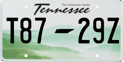 TN license plate T8729Z