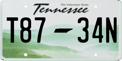TN license plate T8734N